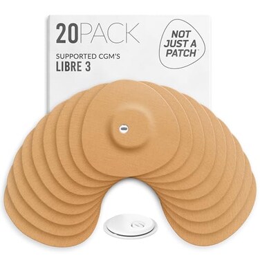 Not Just A Patch Freestyle Libre 3 Plus Sensor Covers 20 Pack Breathable Sweatproof Secure Hold PrecisionCut Hole for Ventilation Enhanced Adhesion Gentle Support 1014 Day Wear Beige