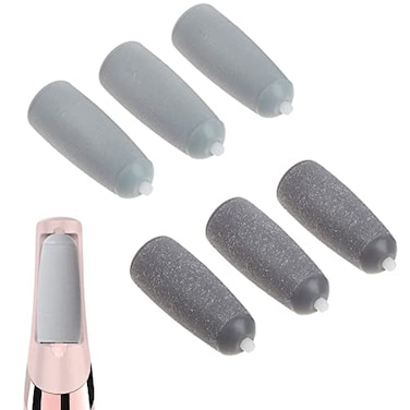 P4L PAI4LEISI 6 قطع رؤوس بديلة لأداة العناية بالقدمين الكهربائية Flawless Pedi، مبرد أقدام بديل، رأس بكرة بديلة لأداة Finishing Touch Flawless Pedi كما رأيتموها على التلفزيون، 3 خشنة، 3 ناعمة، رمادي، عبوة من 6 قطع