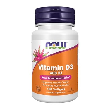 NOW Foods NOW Supplements Vitamin D3 400 IU Strong Bones Structural support 180 Softgels