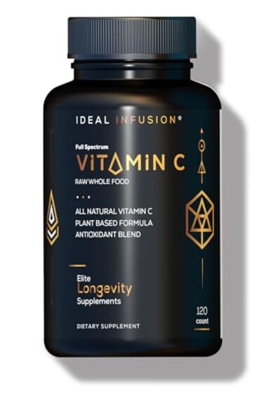Ideal Infusion Whole Food Vitamin C Supplement 675mg Plant Based Vitamin C Complex from Organic Oranges Acerola Cherry Natural Fruit Cofactors Immune Antioxidant Support Vegan 120 capsules