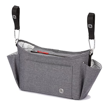 Diono Buggy Buddy XL Universal Stroller Organizer with Cup Holders Secure Attachment Zippered Pockets Safe Secure Gray