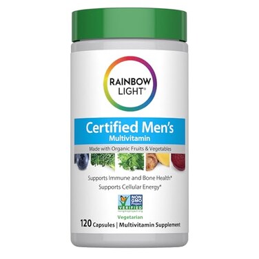 Rainbow Light Multivitamin for Men 120 Capsules Made with Organic Fruits and Vegetables Supports Immune and Bone Health Includes a Prebiotic Probiotic Blend