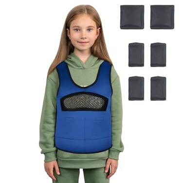 oboist Compression Vest for Kids Medium Ages 5 to 9 Weighted Vest for Kids Including 6 Removable Small Bag Navy Blue