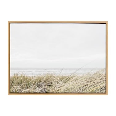 Kate and Laurel Sylvie East Beach Framed Canvas Wall Art by Amy Peterson 23x33 Natural Chic Coastal Art for Wall