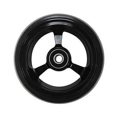 عجلات RIANTWHEEL الصلبة من البولي يوريثان مقاس 4 × 14 بوصة، عجلات كرسي متحرك بحافة ألومنيوم، زوج واحد، لون أسود