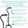 Vive Quad Cane Walking Stick for Men and Women Lightweight Adjustable Staff Comfortable Right and Left Hand Grip for Stability Support Four Prong Sturdy Aluminum Travel Aid 4 Tip Black