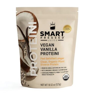 SMART Pressed Juice Vegan Vanilla Proteini Premium Organic PlantBased Protein Powder Clean Lean Protein Shake Best Detox Smoothie No Fillers Keto Friendly Made in the USA