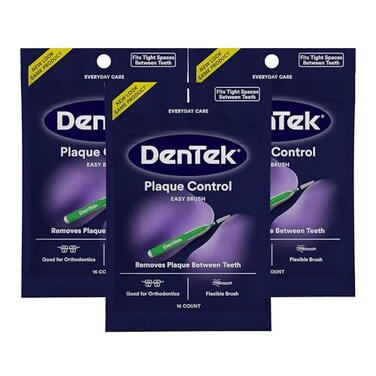 DenTek Plaque Control Interdental Brushes for Cleaning Between Teeth Safe for Braces Dental Work 16 Count Pack of 3