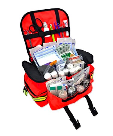 Lightning X Small Medic First Responder EMT Trauma Bag Stocked First Aid Trauma Fill Kit A Red