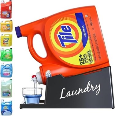 Skywin Liquid Laundry Detergent Holder Stand 1 Pack Black with Print