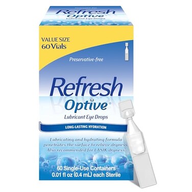 REFRESH OPTIVE PreservativeFree Artificial Tears Lubricant Eye Drops 001 fl oz 04 ml 60 SingleUse Containers
