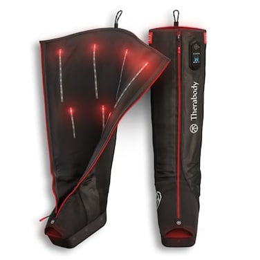 أحذية الضغط اللاسلكية TheraGun Therabody JetBoots PRO Plus مع العلاج بالاهتزاز والضوء، كم ضغط هوائي للساقين لتسريع التعافي وتخفيف آلام العضلات والمفاصل