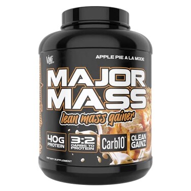 مسحوق بروتين لزيادة الكتلة العضلية من VMI Sports Major Mass Lean Mass Gainer، مسحوق بروتين لزيادة الوزن للرجال والنساء، بنكهة فطيرة التفاح مع الآيس كريم