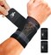 HiRui Wrist Brace Wrist Wraps Compression Wrist Strap Wrist Support for Work Fitness Weightlifting Sprains Tendonitis Carpal Tunnel Arthritis Pain Relief Adjustable Wristbands 2 PACK Black S