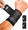 HiRui Wrist Brace Wrist Wraps Compression Wrist Strap Wrist Support for Work Fitness Weightlifting Sprains Tendonitis Carpal Tunnel Arthritis Pain Relief Adjustable Wristbands 2 PACK Black S
