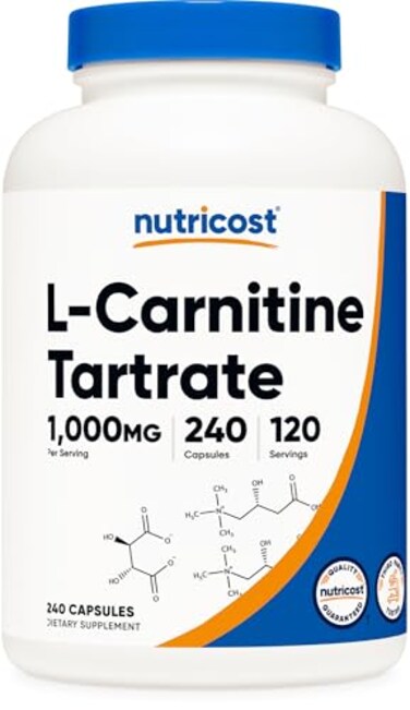 Nutricost LCarnitine Tartrate 1000mg 240 Capsules 500mg Per Capsule 120 Servings