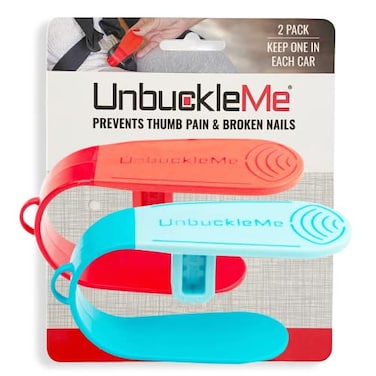 أداة UnbuckleMe لفتح مشبك مقعد السيارة، كما ظهرت في برنامج Shark Tank، سهلة الفتح، مناسبة للأطفال ذوي التهاب المفاصل والأظافر الطويلة والأطفال الأكبر سنًا، أداة ضغط أزرار لمقاعد السيارة القابلة للتحويل للأطفال الرضع والصغار، عبوة من قطعتين، أزرق وأحمر