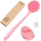 Manmihealth Silicone Back ScrubberThick Bristles Soft Bath Glove Set SuperExfoliating Body Scrubber SuperLathering Shower Brush Combination with a Free HookPink
