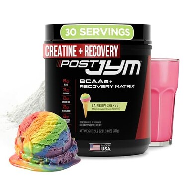 JYM Supplement Science Post JYM Active Matrix Rainbow Sherbet Amino Recovery Powder Pure Creatine HCL BCAAs Glutamine Carnitine Betaine Taurine for Strength Repair Performance 30 Servings