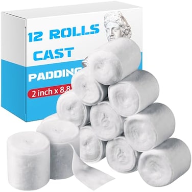 Nuanchu 12 Rolls Medical Cotton Cast Padding Roll Individual Pack Soft Plaster Cloth Gauze Roll Undercast Padding Wrap Bandage for Halloween Bandage Art Body Casts Mask Making Craft 2 Inch X 88 ft