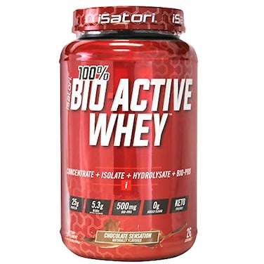 iSatori 100 BioActive Whey Protein Muscle Growth Recovery with Whey Isolate Hydrolysate Concentrate BCAAs Colostrum Peptides 25g of Protein Per Serving Chocolate Sensation 26 Servings