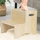 WOOD CITY Toddler Step Stool for Kids Wooden Two Step Childrens Stool with Handles Bonus NonSlip Pads for Safety Bathroom Potty Stool Kitchen Step Stools Dual Height