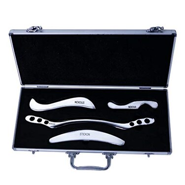 STICKON Stainless Steel Gua Sha Scraping Massage Tool Set IASTM Tools Great Soft Tissue Mobilization Tool J Shape