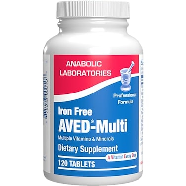 Anabolic Laboratories Iron Free Daily Multivitamin for Men and Women 120 Tablets AVED Daily Multi Vitamin and Minerals Health Supplement Vitamins A C D E Vitamin B Complex Zinc Calcium Magnesium More