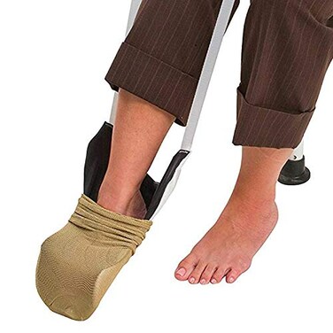 DMI Deluxe Sock Aid Helper Easily Pull on Socks Without Bending Slip Resistance Reliable Sock Aid Device for Seniors White