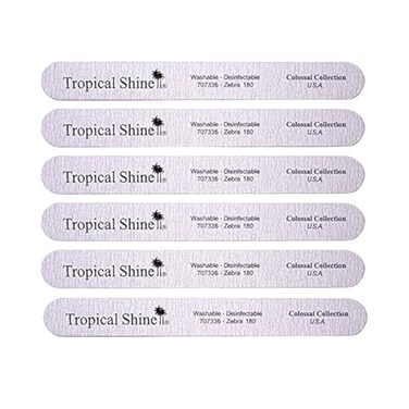 Tropical Shine Jumbo Zebra 180 Colossal Collection 6 pcs Nail Files for Professional Nail Care and Shaping Medium 180 Grit Nail File Set for Natural Nails 707336