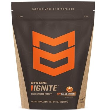 MTN OPS Hot Ignite Nitric Oxide Coffee Alternative with 200mg Caffeine per Serving L Citrulline and L Arginine Low Sugar Nootropic Blend Caffeine Powder 30 Servings Salted Caramel