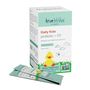 True Grace True Littles 30 Individual Stick Packs Kids Daily Probiotic Vitamin D3 for Immune Digestive Health Gluten Soy Dairy Free 30 Servings