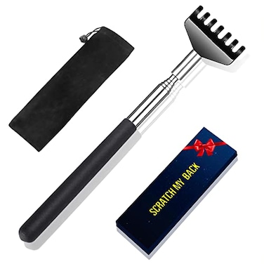 Flanker-L Back Scratcher with Gift Bag Portable Metal Stainless Steel Telescoping Massage Tool GiftStocking Stuffers for Men Women