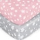 Moonsea Crib Sheets for Girls 2 Pack Fitted Crib Sheet for Standard Size Crib and Toddler Mattresses Soft and Breathable Material Grey Pink
