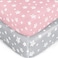 Moonsea Crib Sheets for Girls 2 Pack Fitted Crib Sheet for Standard Size Crib and Toddler Mattresses Soft and Breathable Material Grey Pink