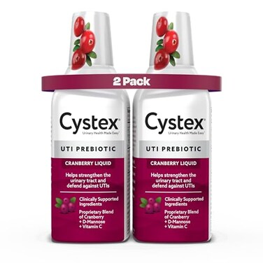 Cystex Cranberry Urinary Health Supplement Liquid DMannose Prebiotic Vitamin C for Urinary Tract Bladder Support Daily Urinary Wellness for Women Men SugarFree 76 fl oz 2 Pack