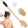 Vafada Wood Body Brush Set206 Long Handle Bath Body Back Scrubber Soft Stiff Bristles Detachable 2 Brush Heads Gentle Exfoliator Remove for Wet Dry Use
