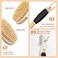 Vafada Wood Body Brush Set206 Long Handle Bath Body Back Scrubber Soft Stiff Bristles Detachable 2 Brush Heads Gentle Exfoliator Remove for Wet Dry Use