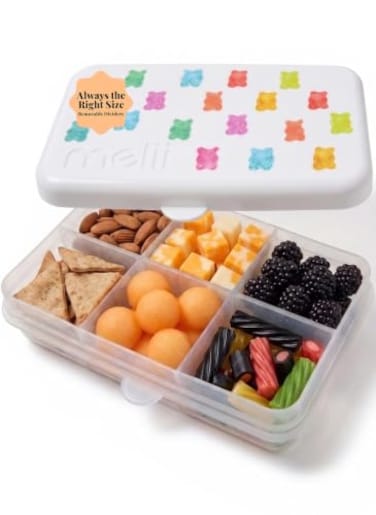 melii Snackle Box 6Compartment Divided Snack Container BPAFree Food Storage with Removable Dividers for School Travel OntheGo Snacking Gummy Bears