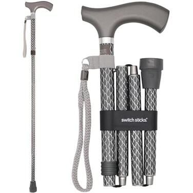 Switch Sticks Walking Cane for Men or Women Foldable and Adjustable from 3237 Inches FSA and HSA Eligible Engraved Graphite