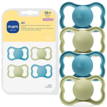 MAM Air Pacifier 16 Months Extra Air Flow for Sensitive Skin 4 Pack