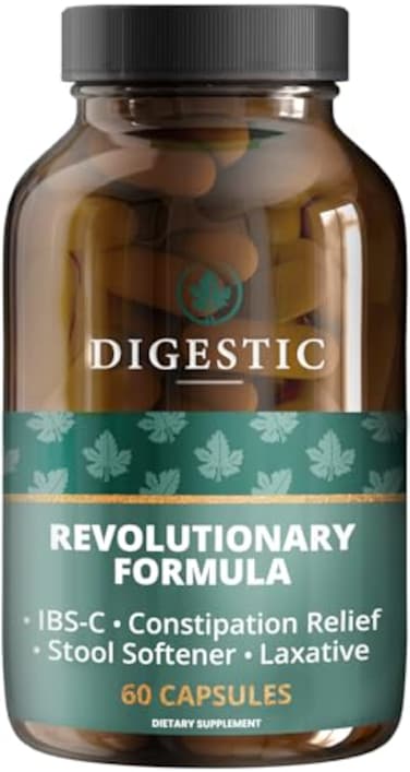 Digestic Laxative for Constipation Relief Stool Softener for IBS Severe and Strong Constipation 100 Natural 60 Capsules Colon Cleanse Detox Cleanse Gas and Bloating Stomach Relief for Adults