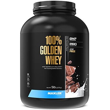 Maxler 100 Golden Whey Protein 22g of Protein per Serving Whey Protein Powder for Pre Post Workout FastAbsorbing Whey Concentrate Isolate Hydrolysate Blend Milk Chocolate Protein 5 lb