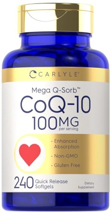 كبسولات كارلايل CoQ10 بتركيز 100 ملغ، 240 كبسولة، ميجا كيوسورب، إنزيم Q10 المساعد