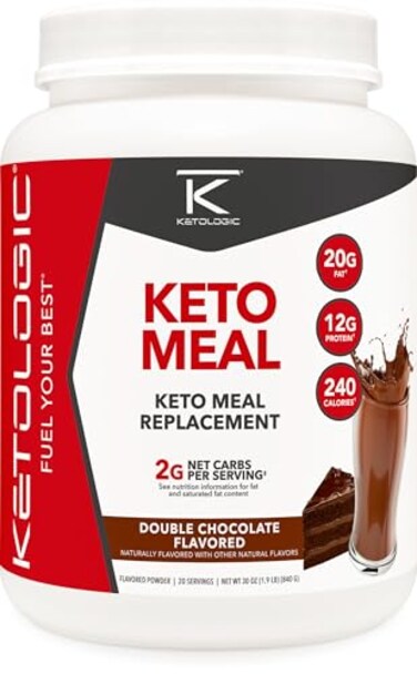 KetoLogic Keto Meal Replacement Shake Powder for Optimal Results MCT Oil GrassFed Whey Perfectly Formulated Macros for Ketosis 20 Servings Chocolate