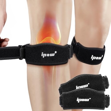 IPOW 2 Pack Thickened PadWide Patella Knee StrapPain Relief Patellar Tendon SupportAdjustable Brace Band for HikingBasketballRunningJumpers KneeVolleyballTendonitisArthritisInjury Recovery
