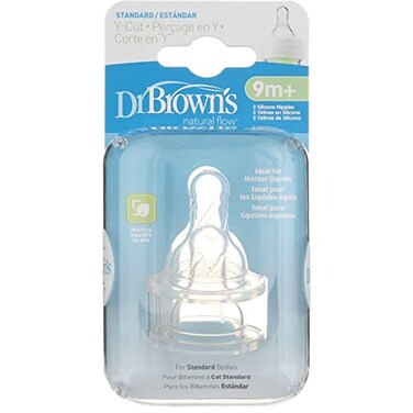 Dr. Brown's Dr Browns Natural Flow Standard YCut Silicon Nipples 9m 2 Pack