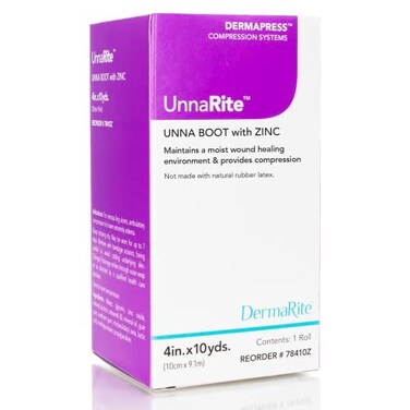 DermaRites UnnaRite C Unna Boot with Zinc Oxide Moist Healing and Gentle Compression for Venous Leg Ulcers 4 in x 10 yds 1 Roll