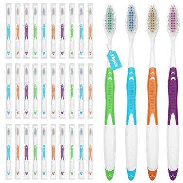 Frekare Bulk Toothbrushes 35 Pack Individually Wrapped Toothbrushes Pack for Adults Kids Disposable Toothbrush Medium Soft for Travel Donations Hotels
