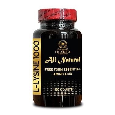 OLANTA TRADE LLYSINE 1000 mg Free Form Amino Acid Essential LLysine Supplement for Vision Support Lip Care High Strength Collagen Synthesis and Immune Support NonGMO 1 Bottle 100 Counts